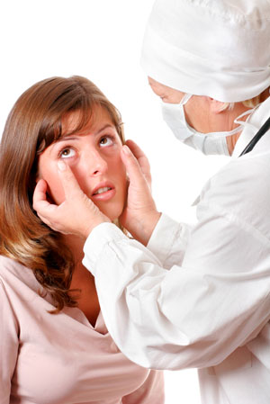 Doctor checking eye infection