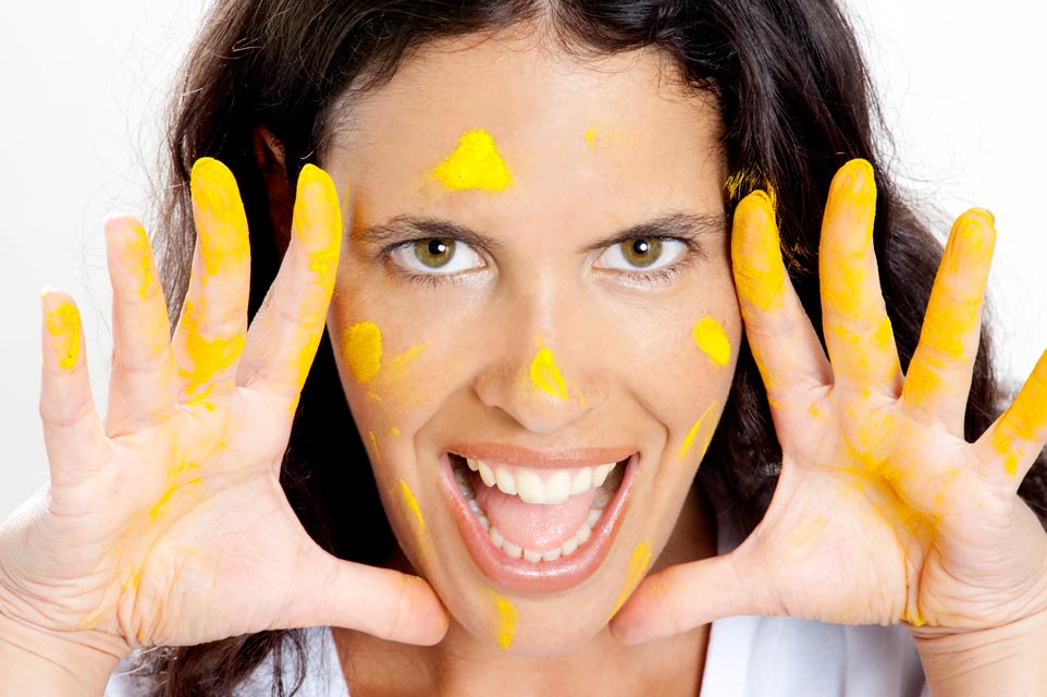 Curcumin compounds in turmeric are yellow pigments that are used as dyes and can stain skin.